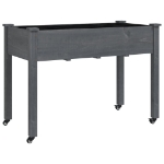 Fioriera Ruote e Fodera Grigia 118x59x80cm Legno Massello Abete
