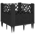 Fioriera da Giardino con Picchetti Nera 43,5x43,5x43,5 cm PP