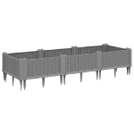 Fioriera Giardino con Picchetti Grigio Chiaro 125x40x28,5 cm PP