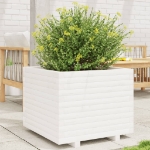Fioriera da Giardino Bianca 60x60x49,5cm Legno Massello di Pino
