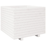 Fioriera da Giardino Bianca 60x60x49,5cm Legno Massello di Pino