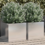 Fioriere 2 pz Argento 32x30x29 cm in Acciaio Inox