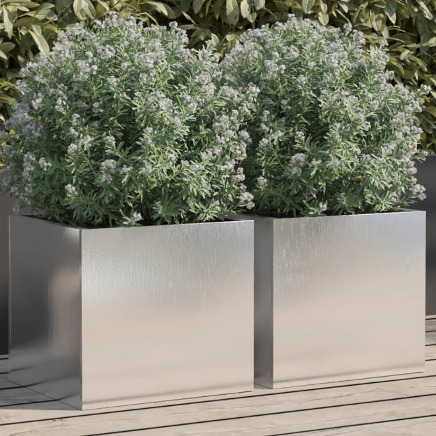 Fioriere 2 pz Argento 32x30x29 cm in Acciaio Inox