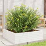 Fioriera da Giardino Bianca 80x80x23 cm Legno Massello di Pino