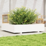 Fioriera da Giardino Bianca 110x110x26,5 cm in Legno di Pino