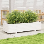Fioriera da Giardino Bianca 110x40x26,5 cm in Legno di Pino