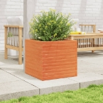 Fioriera Giardino Marrone Cera 50x50x46 cm Legno Massello Pino