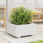 Fioriera da Giardino Bianca 50x50x26,5cm Legno Massello di Pino