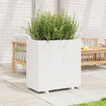 Fioriera da Giardino Bianca 70x40x72 cm Legno Massello di Pino
