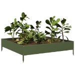 Fioriera Rialzata Giardino Verde Oliva 100x100x26 cm Acciaio