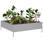 Fioriera Rialzata da Giardino 100x100x33,5cm in Acciaio Zincato