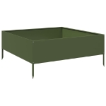 Fioriera Rialzata Giardino Verde Oliva 100x100x25 cm Acciaio