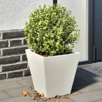 Fioriere da Giardino 2 pz Bianche 30x30x30 cm in Acciaio