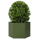 Fioriera da Giardino Verde Oliva Esagono 69x60x45 cm in Acciaio