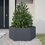 Fioriera da Giardino Antracite Esagono 104x90x45 cm in Acciaio