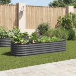 Letto Rialzato Giardino 240x80x44 cm in Acciaio Zincato Grigio