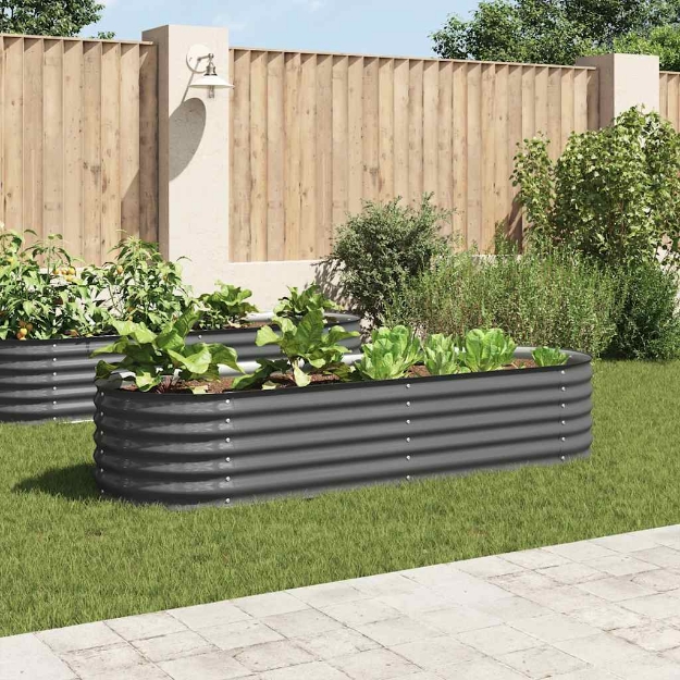 Letto Rialzato Giardino 240x80x44 cm in Acciaio Zincato Grigio