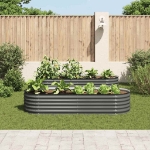 Letto Rialzato Giardino 240x80x44 cm in Acciaio Zincato Grigio