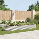 Letto Rialzato Giardino 400x80x44 cm in Acciaio Zincato Argento