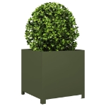 Fioriera da Giardino Verde Oliva 50x50x50 cm in Acciaio