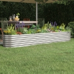 Letto Giardino Acciaio Verniciato a Polvere 260x40x36cm Argento