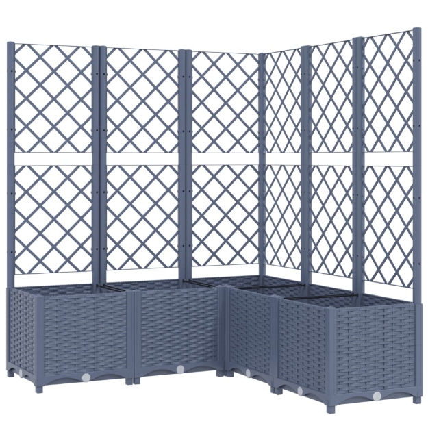 Fioriera da Giardino Graticcio Grigio Blu 120x120x136cm PP