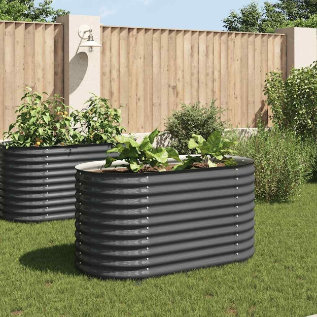 Letto Rialzato Giardino 160x80x81 cm in Acciaio Zincato Grigio