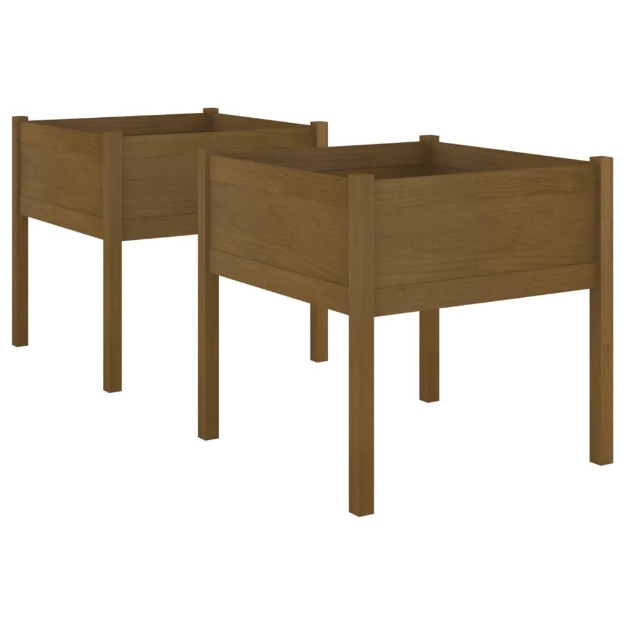 Fioriere 2 pz Ambra 70x70x70 cm in Legno Massello di Pino