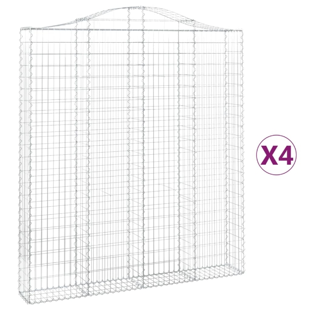 Cesti Gabbioni ad Arco 4 pz 200x30x220/240 cm Ferro Zincato