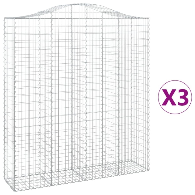 Cesti Gabbioni ad Arco 3 pz 200x50x220/240 cm Ferro Zincato
