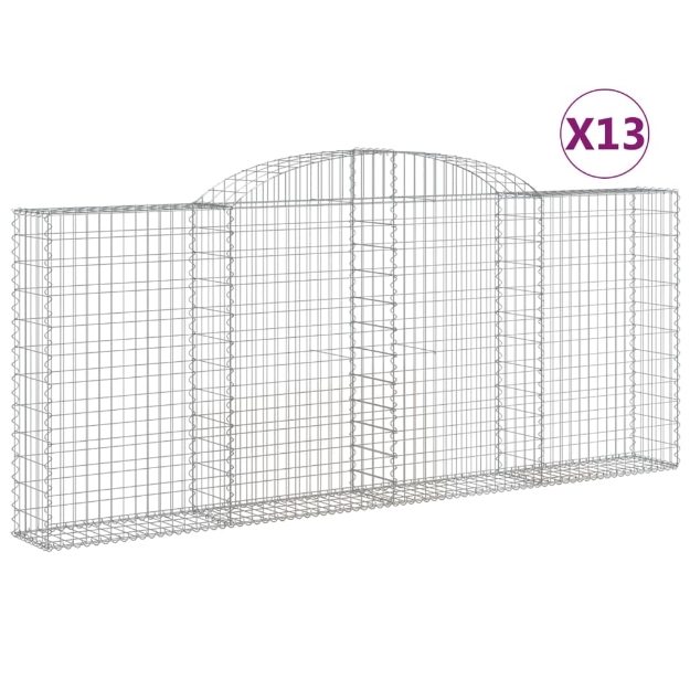 Cesti Gabbioni ad Arco 13 pz 300x30x120/140 cm Ferro Zincato