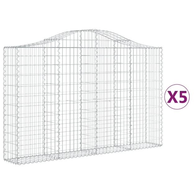 Cesti Gabbioni ad Arco 5 pz 200x30x120/140 cm Ferro Zincato