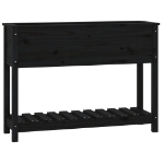 Fioriera con Mensola Nera 111,5x34,5x81 cm Legno Massello Pino