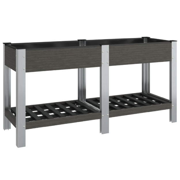 Fioriera Rialzata Giardino con Ripiano Grigia 175x50x75 cm WPC