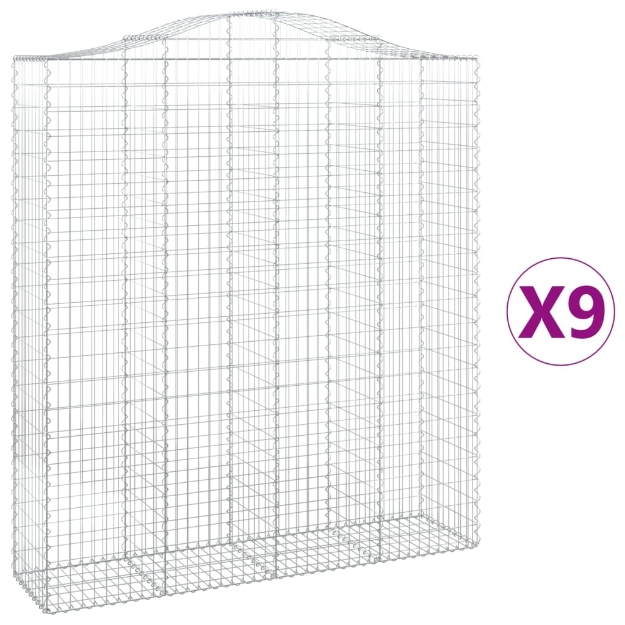 Cesti Gabbioni ad Arco 9 pz 200x50x220/240 cm Ferro Zincato