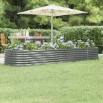Letto Giardino Acciaio Verniciato a Polvere 296x80x36 cm Grigio