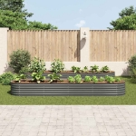 Letto Rialzato Giardino 400x80x44 cm in Acciaio Zincato Grigio