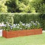 Letto Rialzato da Giardino Ruggine 320x80x45 cm Acciaio Corten
