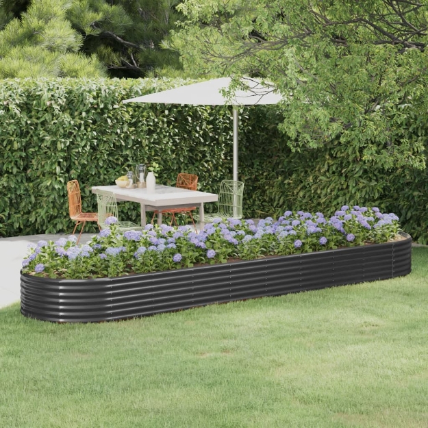 Letto da Giardino in Acciaio a Polvere 396x100x36 cm Antracite
