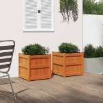 Fioriere da Giardino 2pz Marrone Cera Legno Massello di Pino
