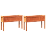 Fioriere da Giardino 2pz Gambe Marrone Cera Legno Massello Pino