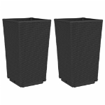 Fioriere da Giardino 2 pz Nere 32,5x32,5x57 cm in PP