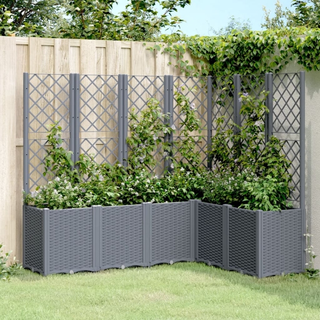 Fioriera Giardino con Graticcio Grigio Blu 160x120x140 cm PP