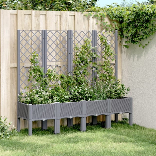 Fioriera Giardino con Traliccio Grigio Blu 160x40x142 cm PP