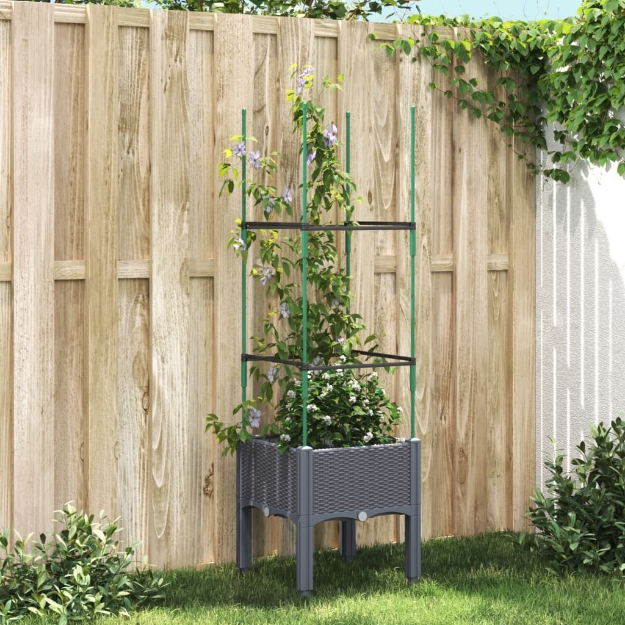 Fioriera da Giardino e Graticcio Grigio Blu 40x40x142,5 cm PP