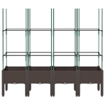 Fioriera da Giardino con Traliccio Marrone 160x40x142,5cm in PP