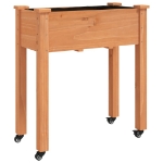 Fioriera Ruote e Fodera Marrone 71x37x80cm Legno Massello Abete