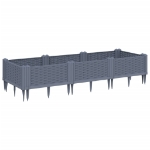 Fioriera Giardino con Picchetti Grigio Blu 125x40x28,5 cm PP