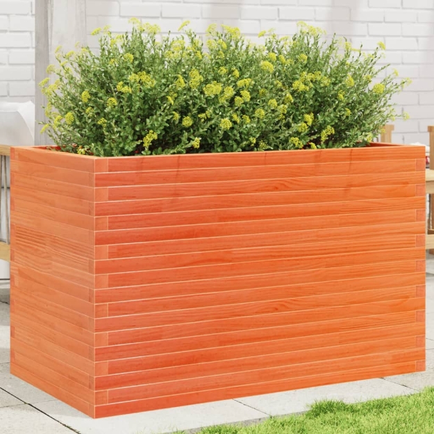 Fioriera Giardino Marrone Cera 110x60x68,5 Legno Massello Pino