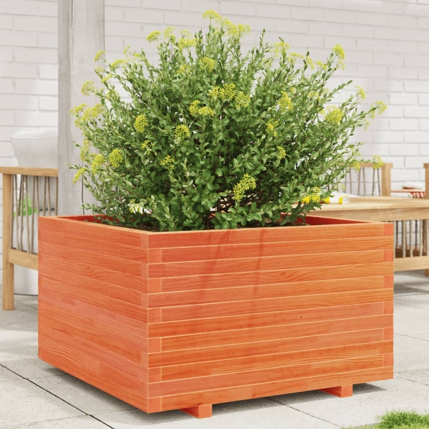 Fioriera Giardino Marrone Cera 80x80x49,5cm Legno Massello Pino